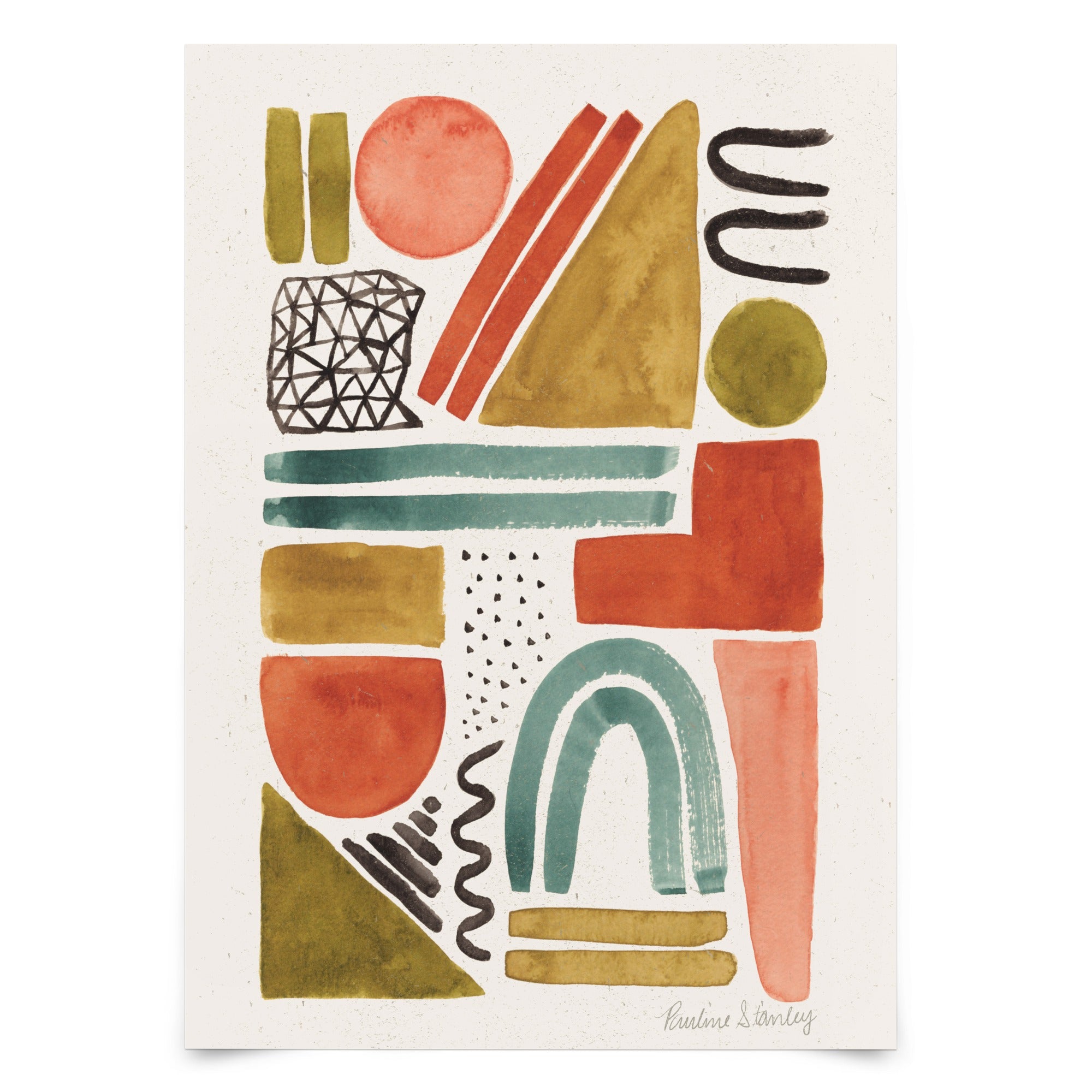 Art Print Wall Art Abstract Shapes Watercolor Pauline Stanley